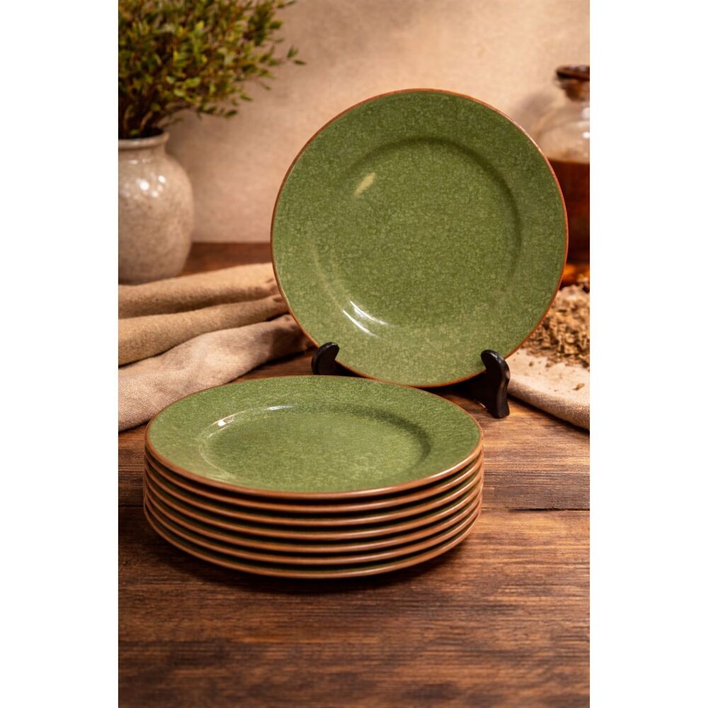 Val Do Sol Portugal Green Stoneware Plates Set of 8 8.75" Speckled
